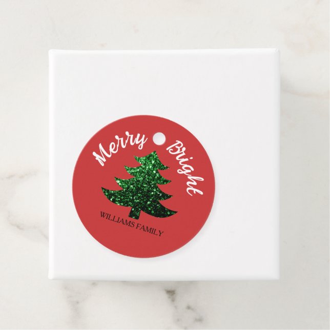Funkelnd Merry Bright Weihnachtsbaum Individuelle  Geschenkanhänger (Beispiel)