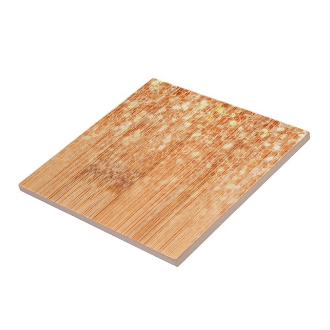 Funkelnd orangefarbener Bambusholzprint Fliese (Seite)