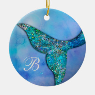 Funkelnd Ozean-Meerjungfrau-Flossen-Schwanz Keramik Ornament