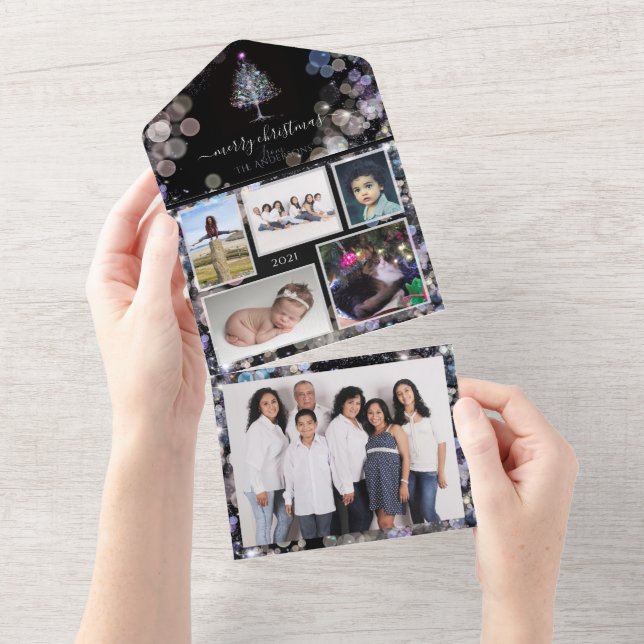 Funkelnd Personalisierte Fotos Weihnachtskarte All In One Einladung (Abreißen)