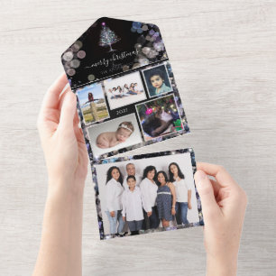 Funkelnd Personalisierte Fotos Weihnachtskarte All In One Einladung