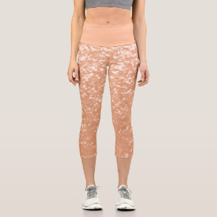 Funkelnd pfirsichfarbene Imitate Glitzern Farbe de Capri Leggings