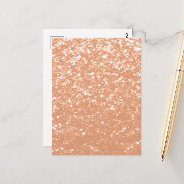 Funkelnd pfirsichfarbene Imitate Glitzern Farbe de Postkarte (Vorderseite/Rückseite Beispiel)