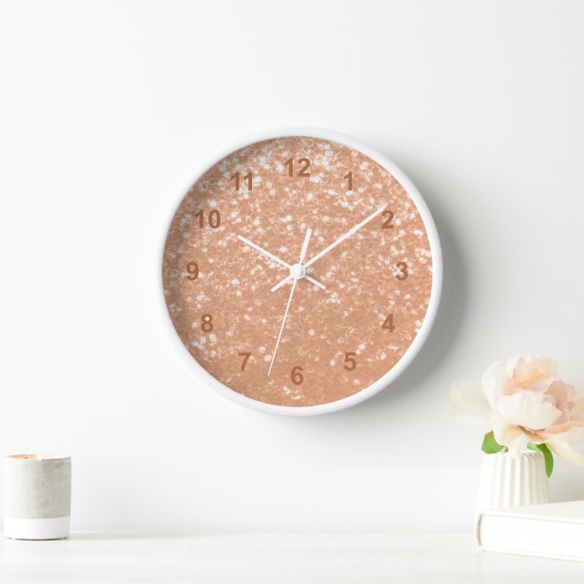 Funkelnd pfirsichfarbene Imitate Glitzern Farbe de Uhr (Zuhause)