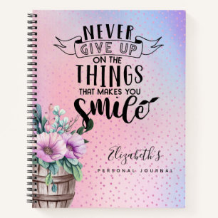 Funkelnd Pink Girls Personal Journal gibt nie auf Notizbuch