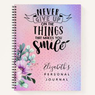Funkelnd Pink Girls Personal Journal gibt nie auf Notizbuch