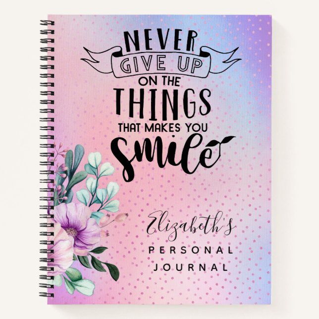 Funkelnd Pink Girls Personal Journal gibt nie auf Notizbuch (Vorderseite)