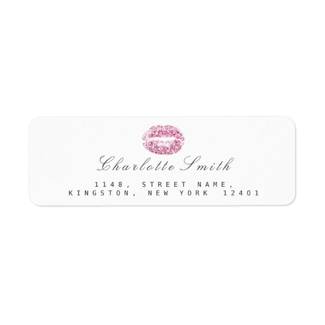 Funkelnd Pink Glitzer Lips Kiss Makeup White UAWG (Vorne)