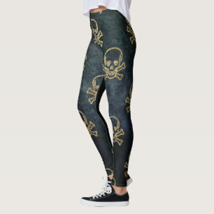 Funkelnd Piraten-Piratenflagge auf dunklem Hinterg Leggings