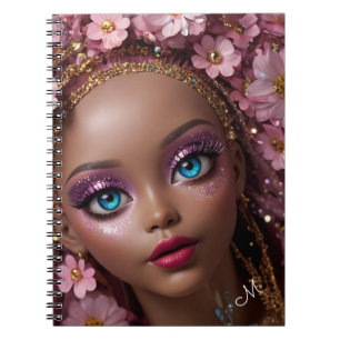 Funkelnd Puppe Glitzer und Blume Notizblock