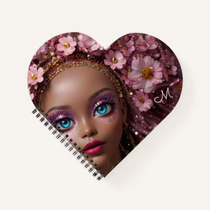 Funkelnd Puppe Glitzer und Blume Notizbuch