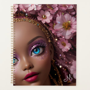 Funkelnd Puppe Glitzer und Blume Planer