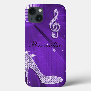 Funkelnd purpurrote lila Musik-Anmerkung u. Case-Mate iPhone Hülle