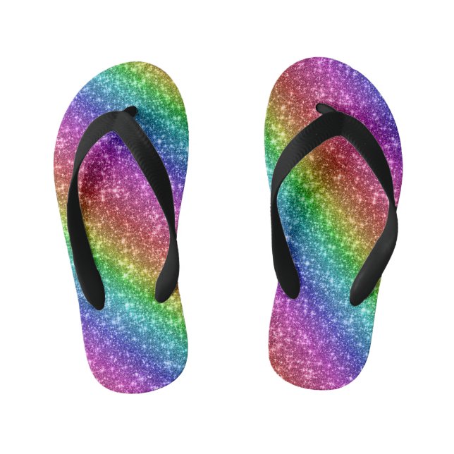 Funkelnd Rainbow-Glitzer Kinderbadesandalen (Fußbett)