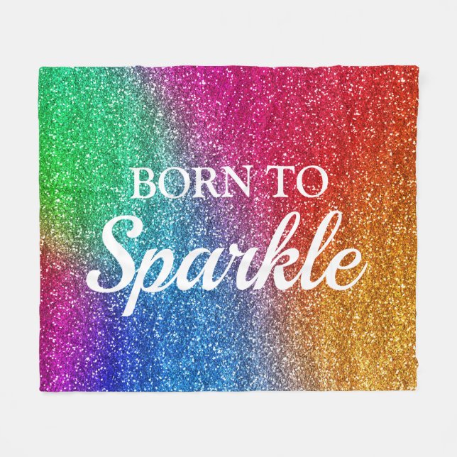 Funkelnd Rainbow-Gradient-Glitzer Geboren zu Spark Fleecedecke (Vorderseite (Horizontal))