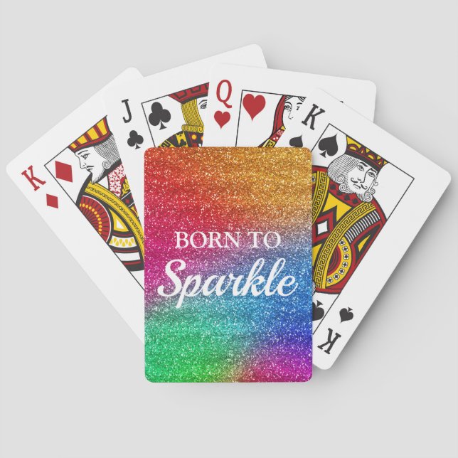 Funkelnd Rainbow-Gradient-Glitzer Geboren zu Spark Spielkarten (Rückseite)