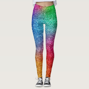 Funkelnd Regenbogen Gradient Glitzer Leggings