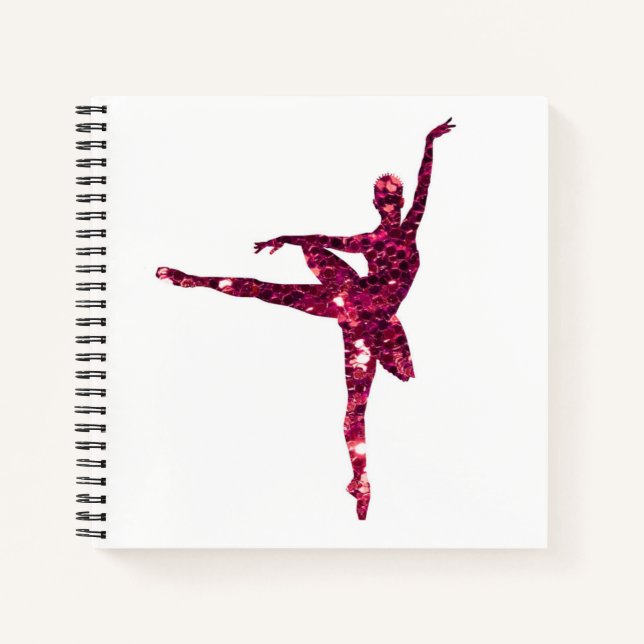 Funkelnd-rosa Ballerina zweiseitig Notizbuch (Vorderseite)