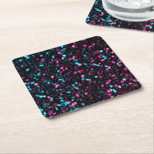 Funkelnd rosa blaue Mosaik-Glitter-Glitzern Rechteckiger Pappuntersetzer