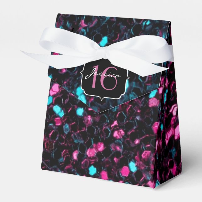 Funkelnd-rosa-blaue Mosaik Glitzer Glitzern Sweet  Geschenkschachtel (Vorderseite)