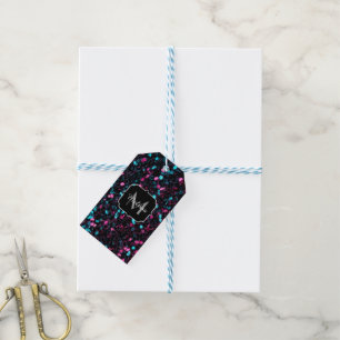 Funkelnd-rosa-blaue Mosaikbläser-Glitzer-Funkeln M Geschenkanhänger