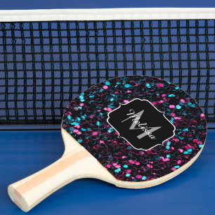 Funkelnd-rosa-blaue Mosaikbläser-Glitzer-Funkeln M Tischtennis Schläger