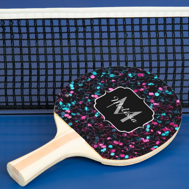 Funkelnd-rosa-blaue Mosaikbläser-Glitzer-Funkeln M Tischtennis Schläger (InSitu)