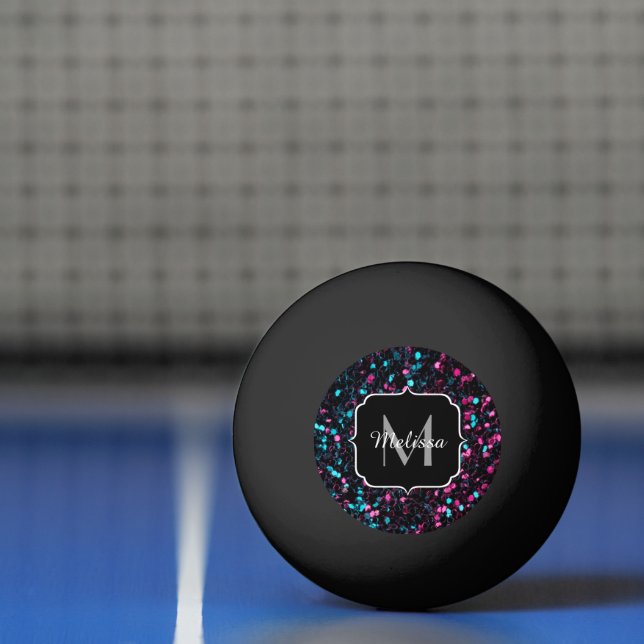 Funkelnd-rosa-blaue Mosaikbläser-Glitzer-Funkeln M Tischtennisball (Netto)