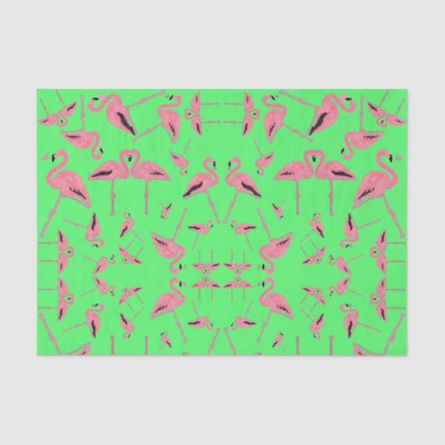 Funkelnd rosa Flamingo Glitzer Herz Seidenpapier (Vorderseite)