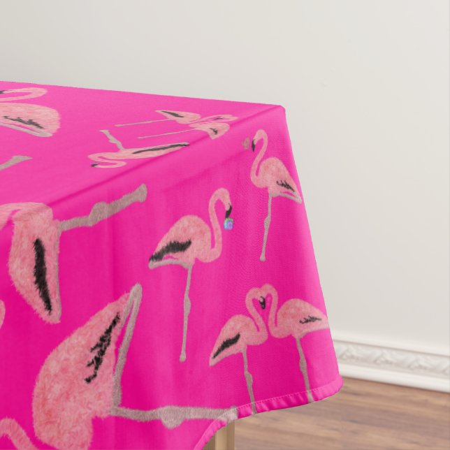 Funkelnd rosa Flamingo Glitzer Herz Tischdecke (Beispiel)