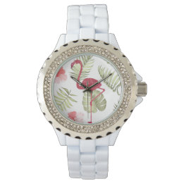 Funkelnd rosa Flamingo Sommerzeit Frauenschau Armbanduhr