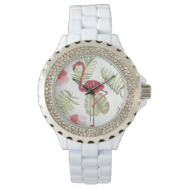 Funkelnd rosa Flamingo Sommerzeit Frauenschau Armbanduhr