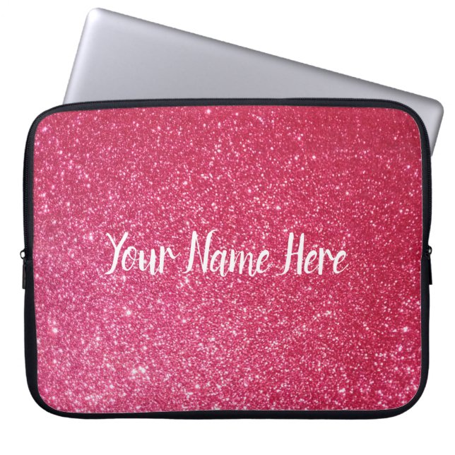 Funkelnd rosa Glitzer-Design individuell anpassbar Laptopschutzhülle (Vorderseite)