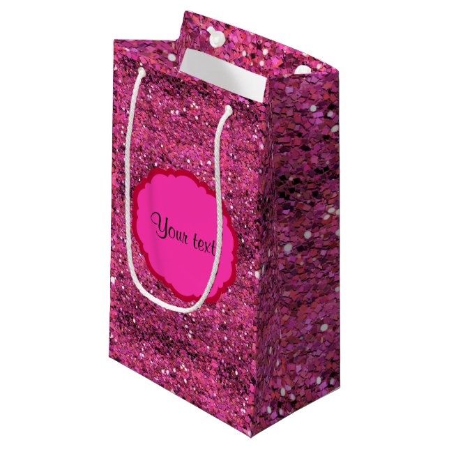 Funkelnd rosa Glitzer Kleine Geschenktüte (Vorderseite Schrägansicht)