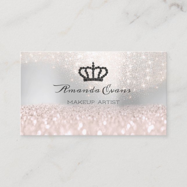 Funkelnd rosa Glitzer Makeup Artist Beauty Crown Terminkarte (Vorderseite)