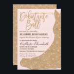 Funkelnd rosa Gold Glitzer Dress Debutante Dance Einladung<br><div class="desc">Diese luxuriöse, funkelnd und glamouröse Debutante Ball-Einladung ist das perfekte Design für die elegante und schicke junge Dame. Das Design ist mit einem Imitat bedruckt Gold Glitzer Meerjungfrau Prinzessin Kleid auf einem einfachen rot rosa Hintergrund mit goldener, individueller Typografie. Auf der Rückseite ist mädchenhaftes und hübsches goldquadratisches Glitzer-Sequenzmuster. Dieses trendige,...</div>