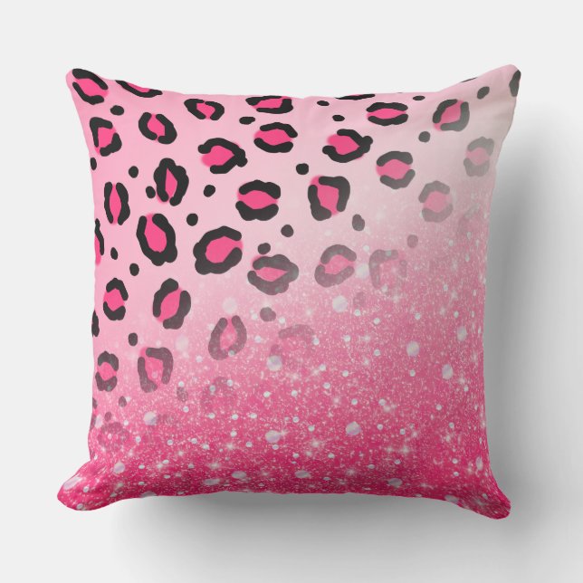 Funkelnd rosa Leopard-Druck-Dekor für jugendlich Kissen (Vorderseite)