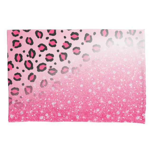 Funkelnd rosa Leopard-Druck-Dekor für jugendlich Kissenbezug (Vorderseite)