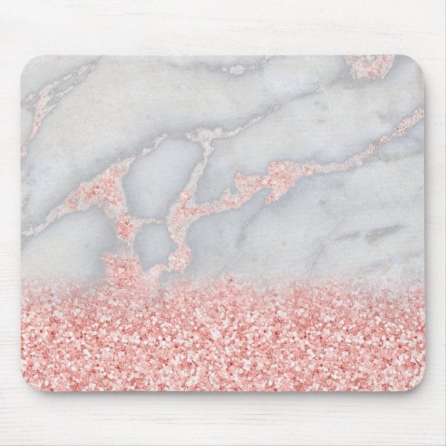 Funkelnd rosa Rosen-GoldBohemischer Marmor Mousepad (Vorne)