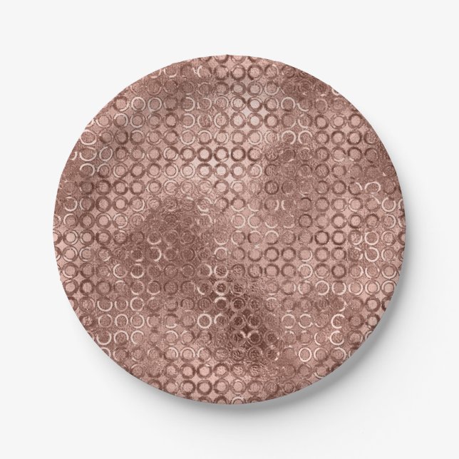 Funkelnd Rose Gold Circles Pink Luxury Sparkon Pappteller (Vorderseite)