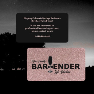 Funkelnd Rose Gold Event Barkeeper Visitenkarte