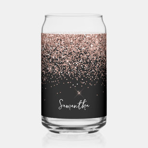 Funkelnd Rose Gold Glitzer auf schwarz Dosenglas
