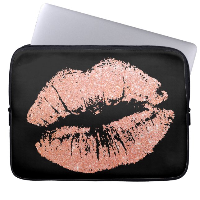 Funkelnd Rose-Gold-Lips Notebook-PC-Sleeve Laptopschutzhülle (Vorderseite)