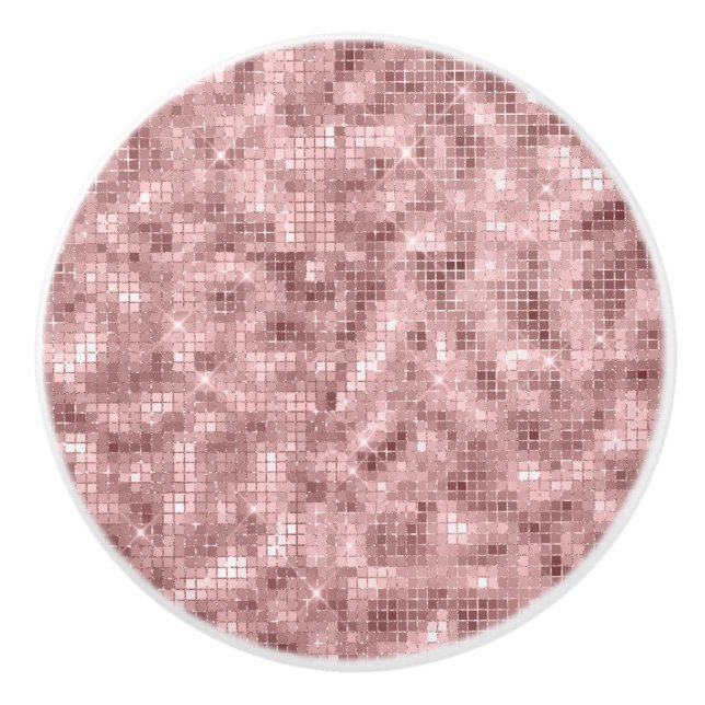 Funkelnd Rose Gold Pink Luxus Girl Keramikknauf (Vorderseite)