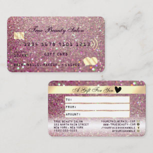 Funkelnd Rose Pink Gold Glitzer Kreditkarte Visitenkarte