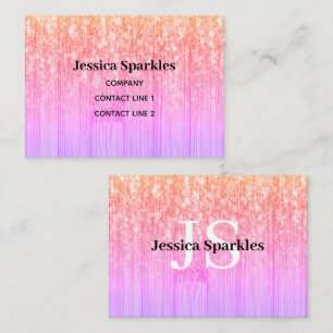 Funkelnd Rose Rosa Bambusholz-Bronze Monogram Visitenkarte