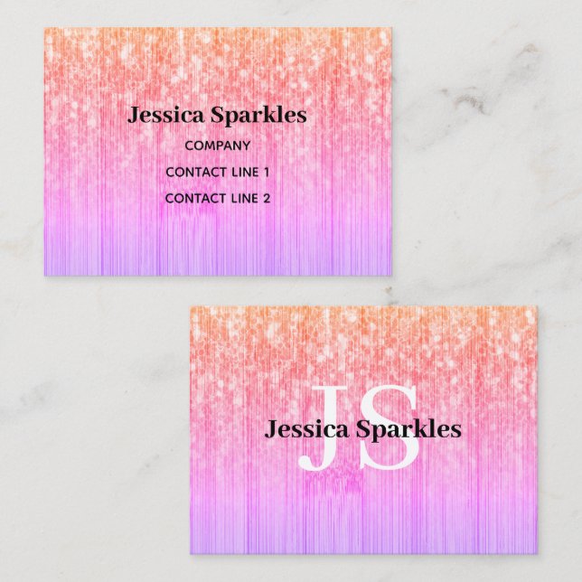 Funkelnd Rose Rosa Bambusholz-Bronze Monogram Visitenkarte (Vorne/Hinten)