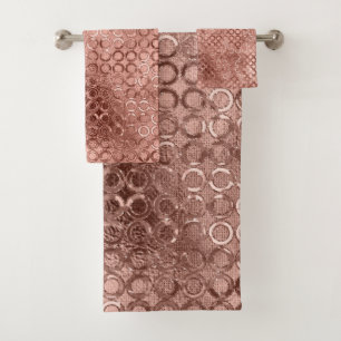 Funkelnd Rosen-Goldkreis-rosa Luxusschein-Mädchen Badhandtuch Set