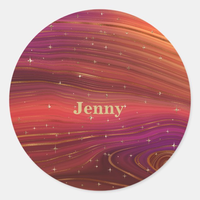 Funkelnd Rot und Orange Molten Earth Strata Runder Aufkleber (Vorderseite)
