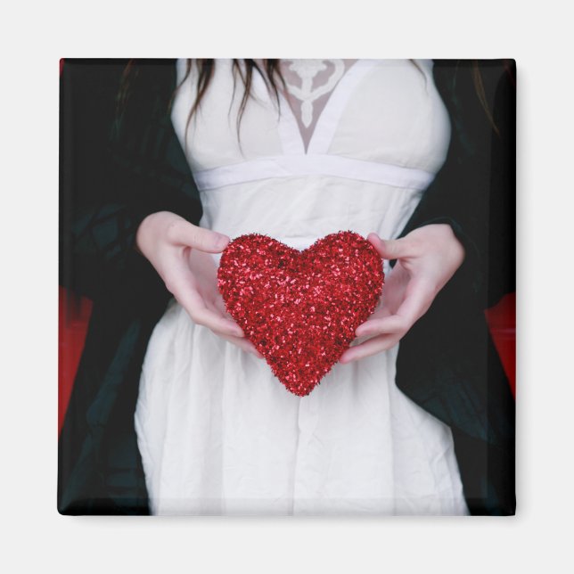 Funkelnd Rotes Liebe Herz (Valentinstag) Magnet (Vorne)